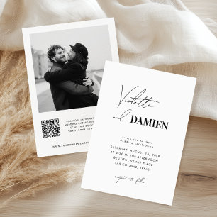 Invitation Code QR photo mariage polices différentes minimali
