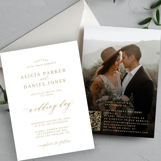 Invitation Code QR photo or calligraphie script mariage (Créateur téléchargé)