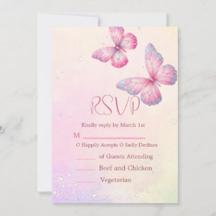 Invitation Code QR pour la Baby Shower Papillon Rose