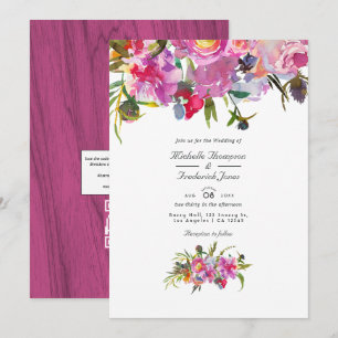 Invitation Code QR pour RSVP de mariage aux pivoines roses ru