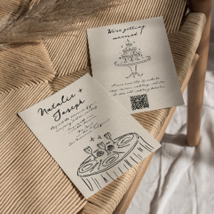 Invitation Code QR rétro main dessinée Mariage original écrit