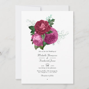 Invitation Code QR RSVP de mariage floral Viva Magenta