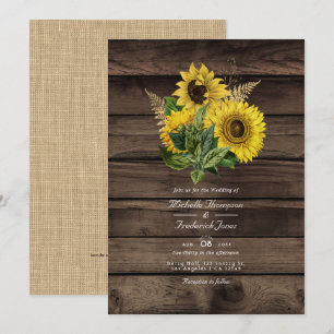 Invitation Code QR RSVP Tournesols Rustiques Mariage Champêtr