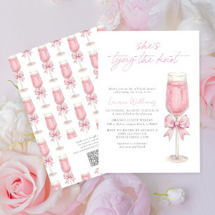 Invitation Code QR Ruban Rose Elle Noue le Nœud Enterrement d