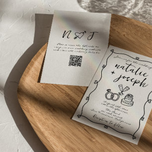 Invitation Code QR Scribble main dessinée Mariage unique écri