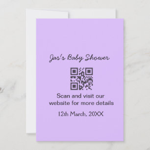 Invitation Code QR simple pour baby shower avec texte de nom