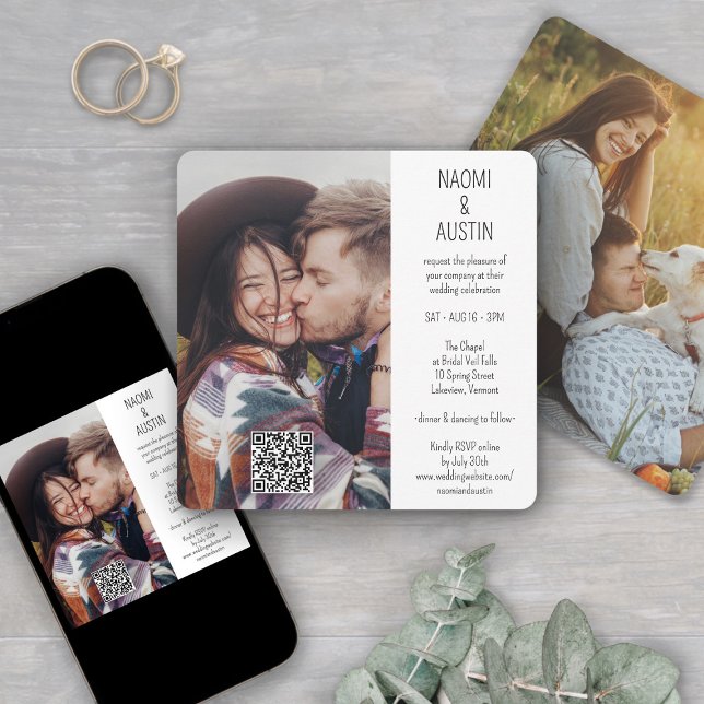 Invitation Code QR Simple Unique 2 Mariage photo tout-en-un (Créateur téléchargé)