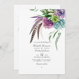 Invitation Code QR Succulent mystique RSVP Mariage bohème