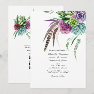 Invitation Code QR Succulent mystique RSVP Mariage bohème