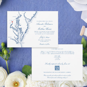 Invitation Code QR tout-en-un de Washington DC Mariage bleu R
