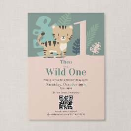 Invitation Code QR Wild One Jungle Tigre Premier Anniversaire