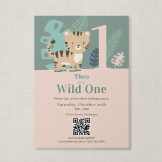 Invitation Code QR Wild One Jungle Tigre Premier Anniversaire