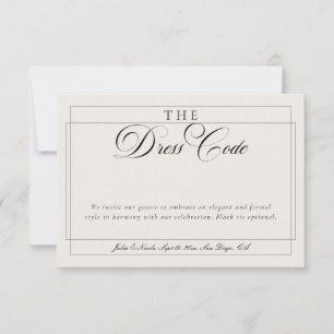 Invitation Code vestimentaire formel calligraphie ivoire noir