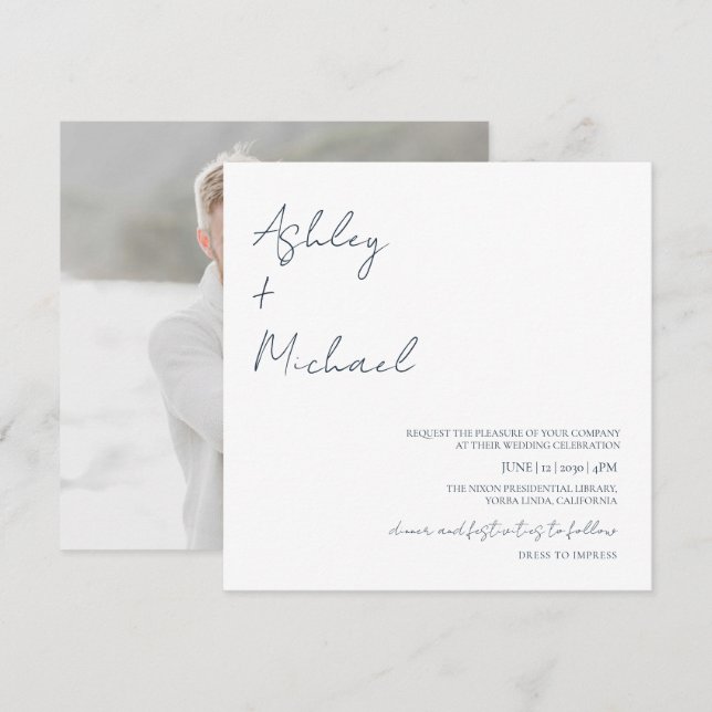 Invitation Code vestimentaire simple et moderne Mariage photo (Devant / Derrière)