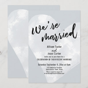 Invitation Cœur à l'aquarelle blanche Nous sommes mariés sur 