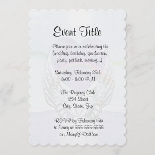 Invitation Cœur, ailes d'ange et océan