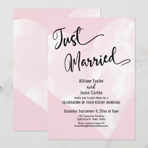Invitation Cœur aquarelle blanc rose mariage simple écriture