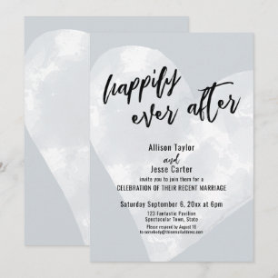 Invitation Cœur Aquarelle Blanche À Tout Jamais Gris