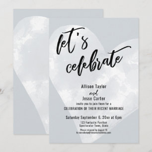 Invitation Cœur Aquarelle Blanche Fêtons Gris Clair