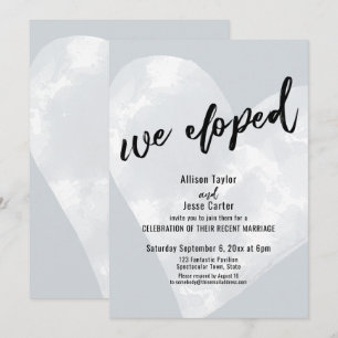 Invitation Cœur Aquarelle Blanche Mariage Civil Gris