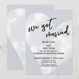Invitation Cœur Aquarelle Blanche Nous nous sommes mariés sur