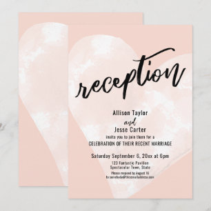 Invitation Cœur Aquarelle Blanche Réception Décontractée Roug