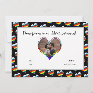 Invitation Coeur arc-en-ciel