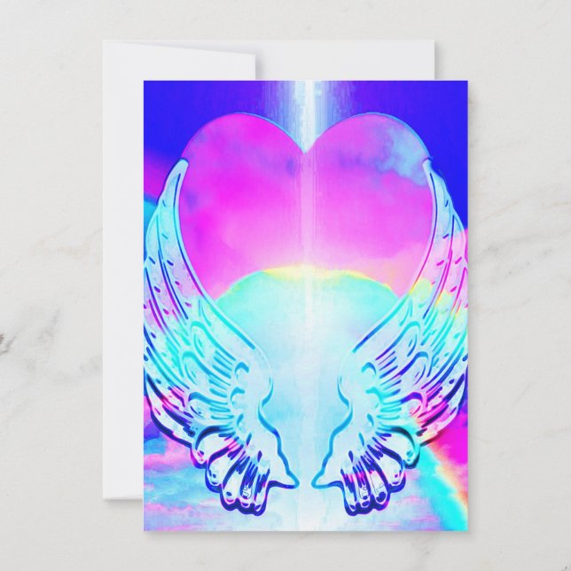 Invitation Coeur arc-en-ciel et ailes d'Angel (Dos)