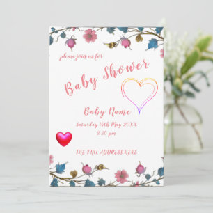 Invitation Coeur baby shower
