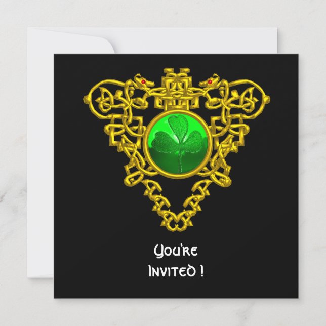 INVITATION COEUR CELTIQUE AVEC LE JOUR DU SHAMROCK ST PATRICK (Devant)