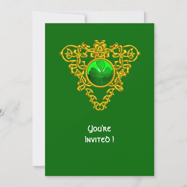 INVITATION CŒUR CELTIQUE AVEC TRÈFLE FÊTE DE LA SAINT-PATRICK (Devant)