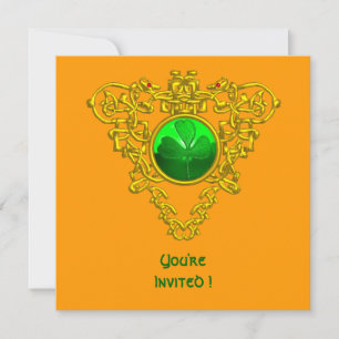INVITATION CŒUR CELTIQUE AVEC TRÈFLE FÊTE DE LA SAINT-PATRICK