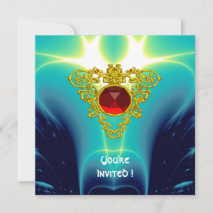 Invitation COEUR CELTIQUE bleu vif