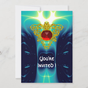 Invitation COEUR CELTIQUE bleu vif