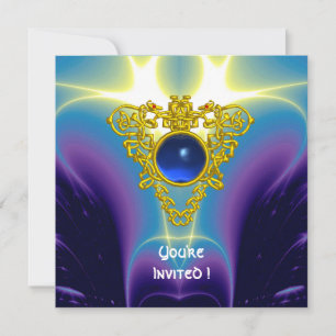 Invitation COEUR CELTIQUE, bleu vif, violet violet