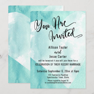 Invitation Coeur d'aquarelle blanc Turquoise que vous êtes in
