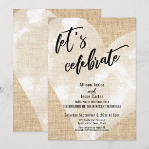 Invitation Cœur d'aquarelle blanche Célébrons Toile de jute