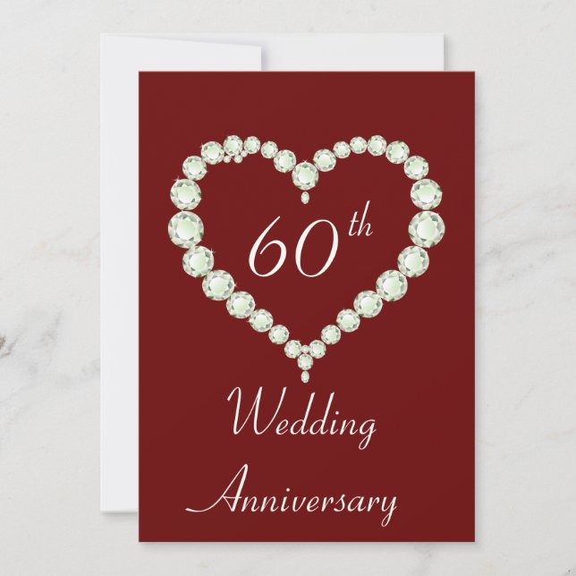 Invitation Cœur de diamant d'amour personnalisé pour l'annive (Devant)