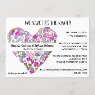 Invitation Coeur de fleurs violettes après le Mariage IDPP3