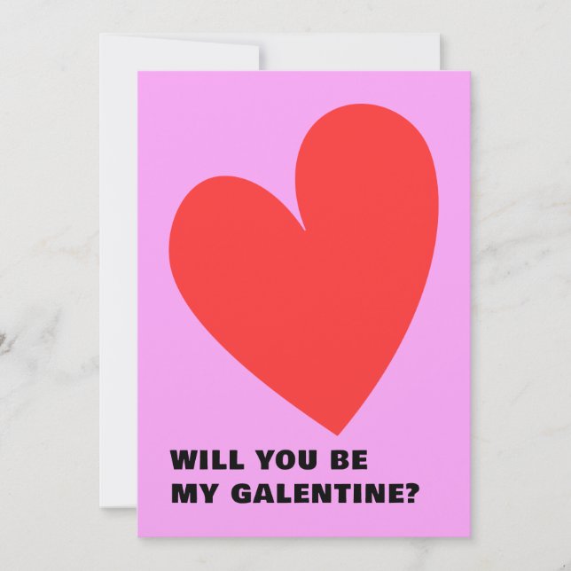 Invitation Coeur de la Saint-Galentin rose et rouge (Devant)