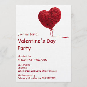 Invitation Cœur de laine cosy pour la Saint-Valentin