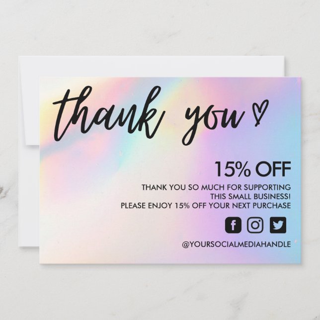 Invitation Coeur de Merci de changement de couleur (Devant)