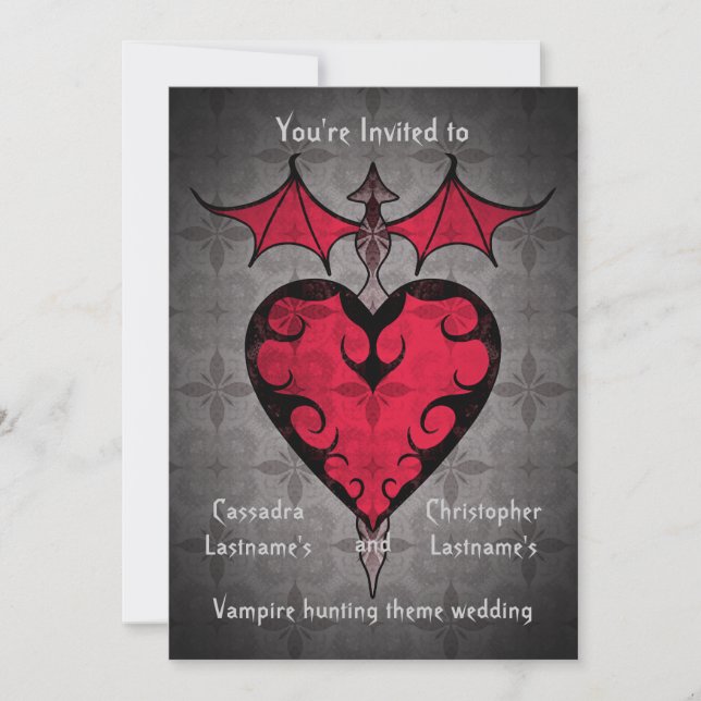 Invitation Coeur de vampire victorien gothique en rouge (Devant)