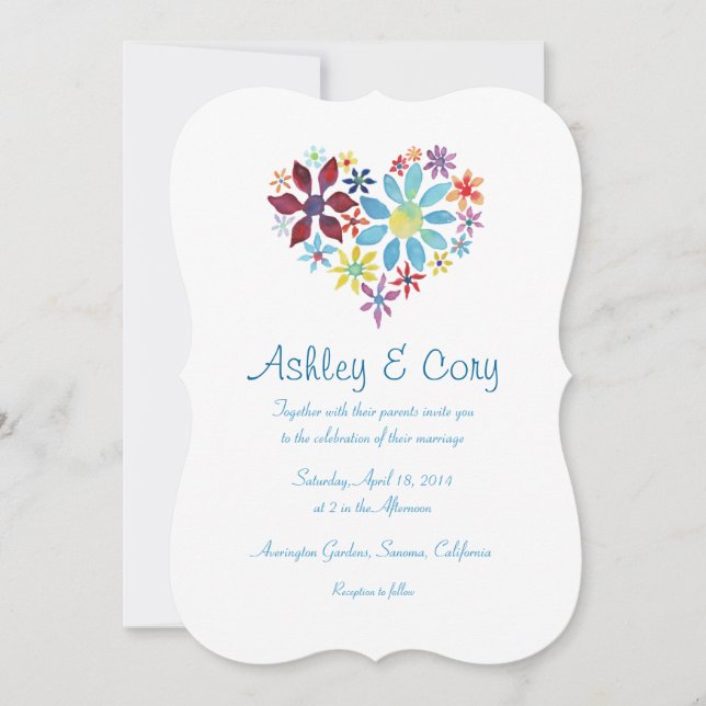 Invitation Coeur des fleurs (Devant)