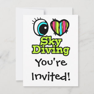 Invitation Coeur des yeux lumineux J'aime la Skydiving
