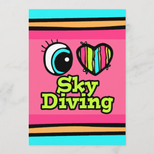 Invitation Coeur des yeux lumineux J'aime la Skydiving