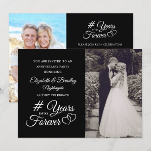 Invitation Cœur Élégant d'Anniversaire DES ANNÉES POUR TOUJOU
