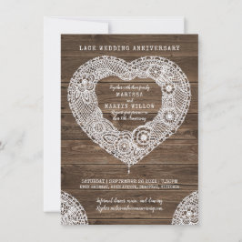 Invitation Cœur en dentelle rustique 13e anniversaire de mari
