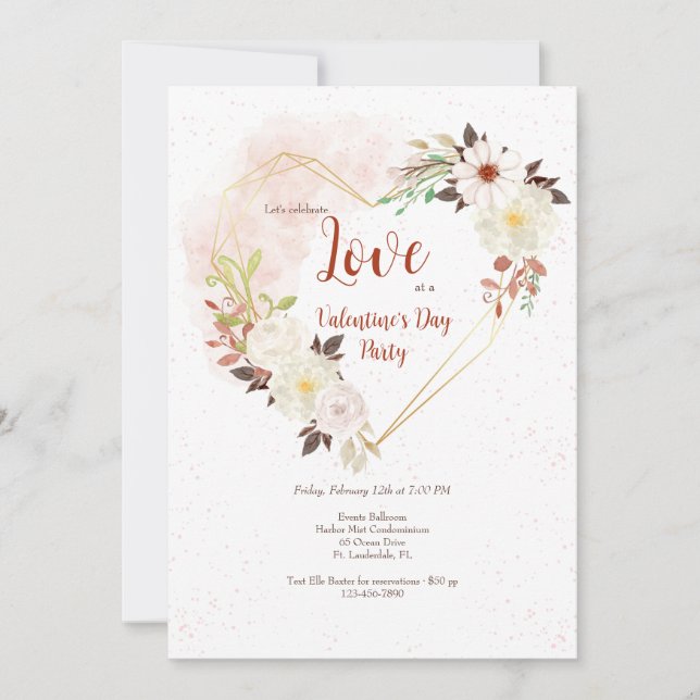 Invitation Cœur en Forme Rustique (Devant)