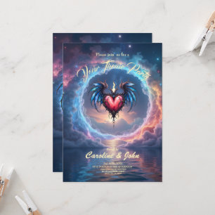 Invitation Cœur Flamboyant de la Lune – Amour Cosmique Gothiq